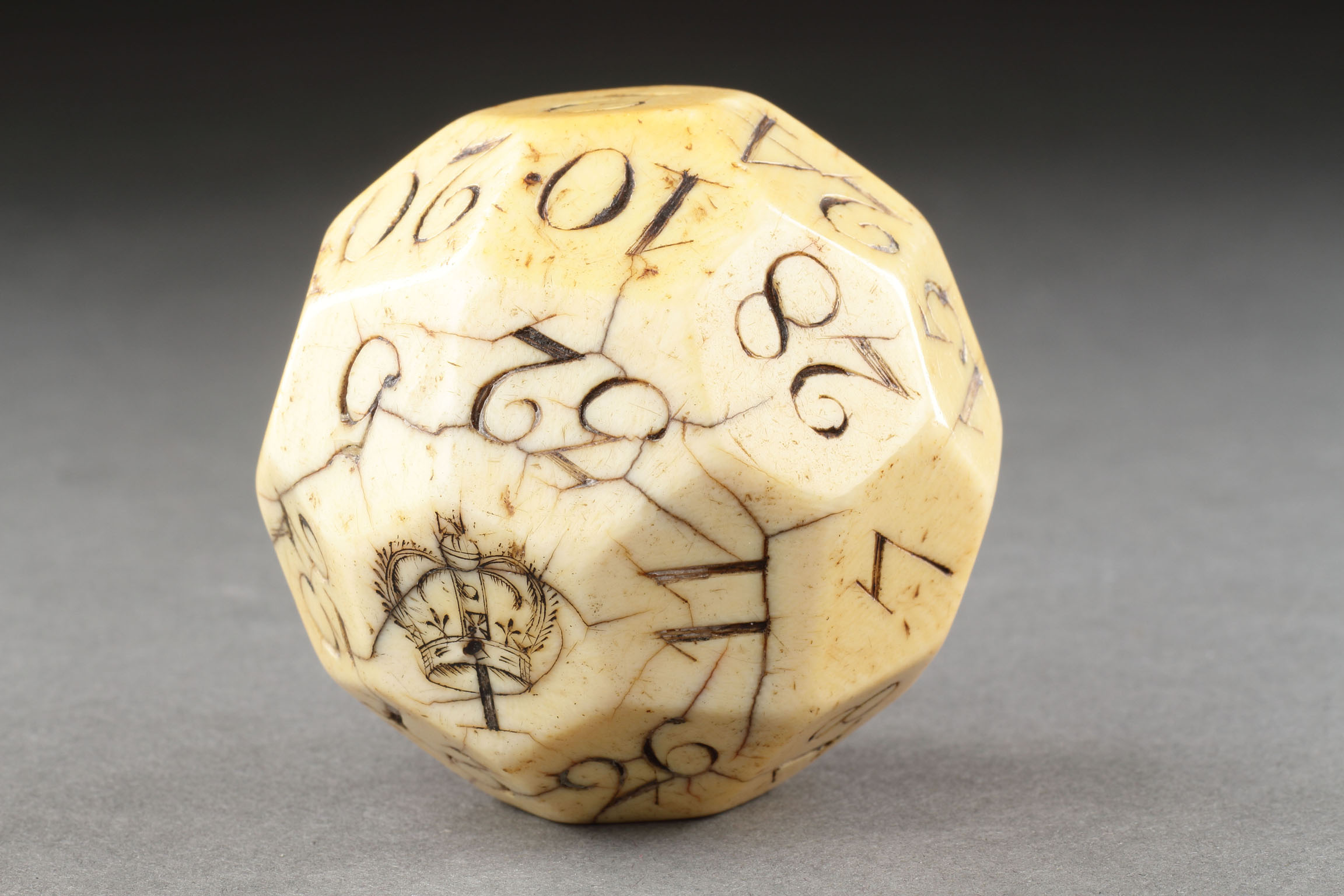 An Exceptionally Large and Very Rare Ivory Teetotum Gambling Ball 